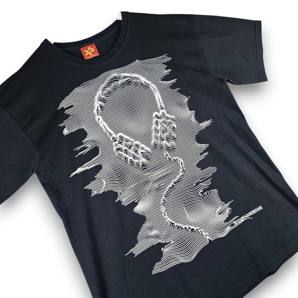 Exact Science Mens Large Black Cotton Headphone Waves T-Shirt USA Streetwear Tee